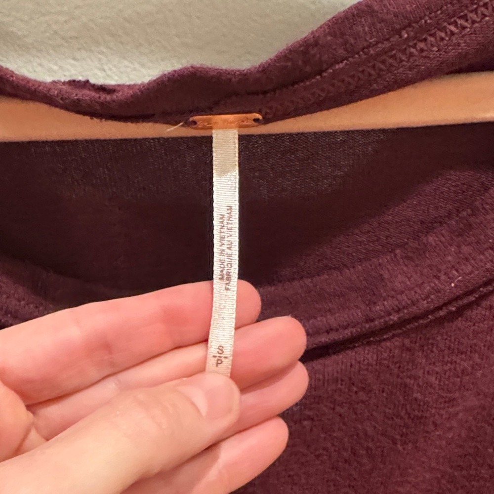 Free People Deep Burgundy Long Sleeve Top - Picture 2 of 5